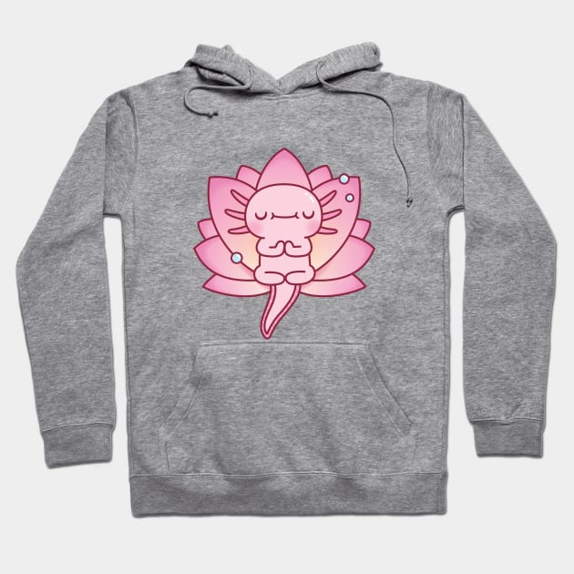 Cute Axolotl Relax Yoga Pose Lotus Flower Hoodie by rustydoodle